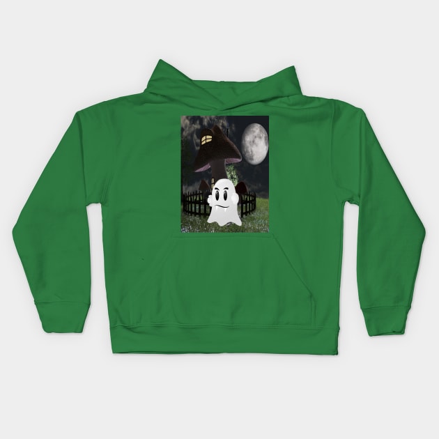 Halloween fanged ghost Kids Hoodie by Welshsparkle